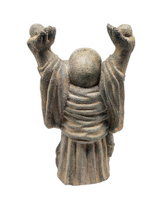 Estatua de Buda Feliz de Pie en Piedra Volcánica 24 cm 2