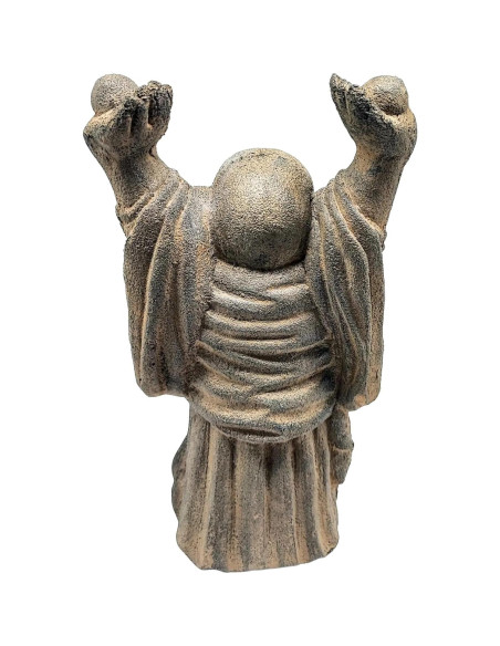 Estatua de Buda Feliz de Pie en Piedra Volcánica 24 cm