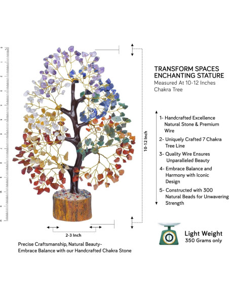 Árbol de Cristales de Chakra JAGASY 22.9 cm Hecho a Mano