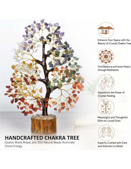 Árbol de Cristales de Chakra JAGASY 22.9 cm Hecho a Mano