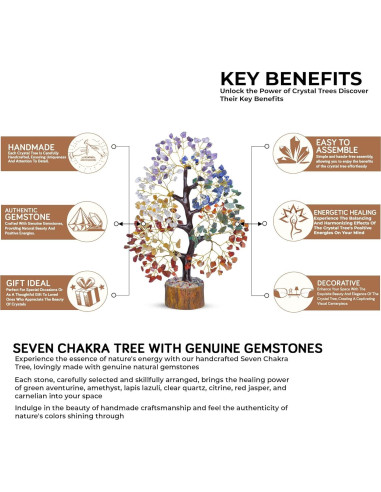 Árbol de Cristales de Chakra JAGASY 22.9 cm Hecho a Mano