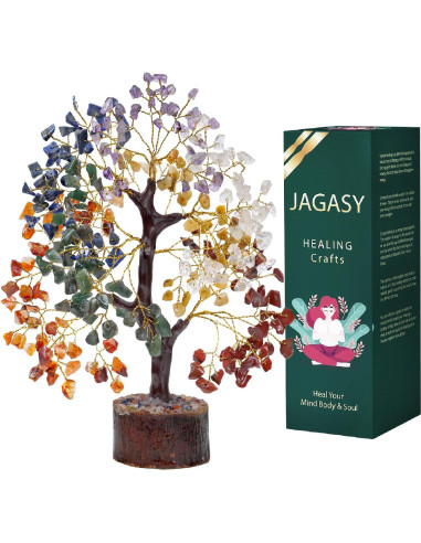 Árbol de Cristales de Chakra JAGASY 22.9 cm Hecho a Mano