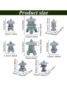 Conjunto de 8 Estatuas de Jardín Zen Pagoda WEBEEDY - Resina 2