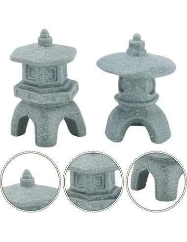 Conjunto de 8 Estatuas de Jardín Zen Pagoda WEBEEDY - Resina