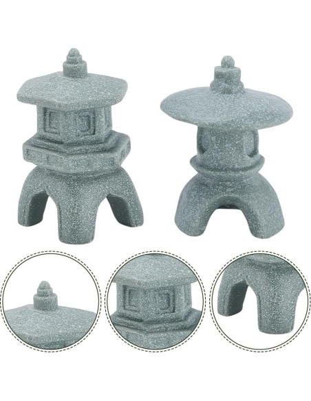 Conjunto de 8 Estatuas de Jardín Zen Pagoda WEBEEDY - Resina