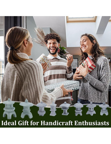 Conjunto de 8 Estatuas de Jardín Zen Pagoda WEBEEDY - Resina