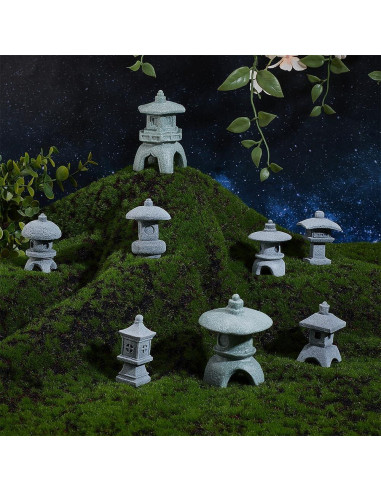 Conjunto de 8 Estatuas de Jardín Zen Pagoda WEBEEDY - Resina