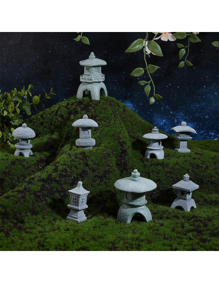 Conjunto de 8 Estatuas de Jardín Zen Pagoda WEBEEDY - Resina