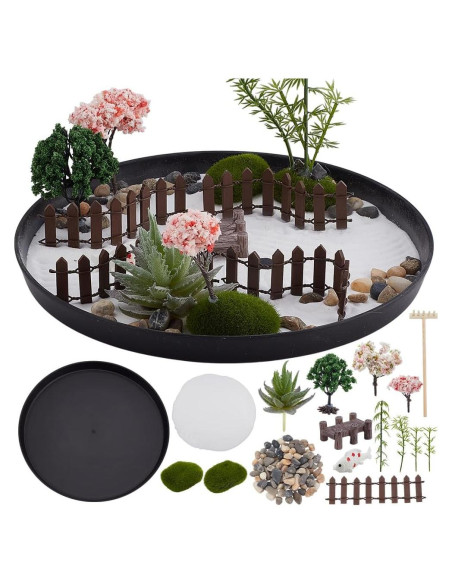Kit de Jardín Zen Japonés WEBEEDY 22.6x22.6 cm para Escritorio