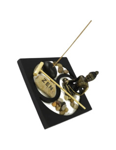Bandeja de Arena Jardín Zen con Estatua de Buda 15x15 cm