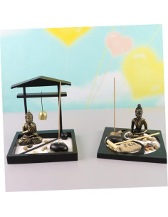 Bandeja de Arena Jardín Zen con Estatua de Buda 15x15 cm 2
