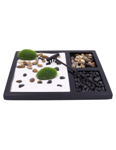 Jardín Zen de Escritorio con Rastrillo y Piedras Decorativas