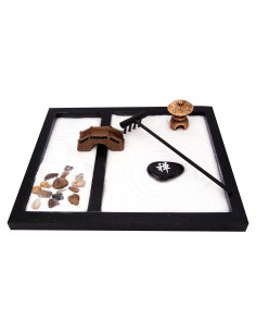 Jardín Zen Japonés de Escritorio con Rastrillo y Piedras