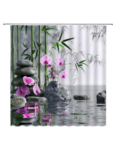 Cortina de Ducha Japonesa AYDSMYD 180x180 cm Floral Verde