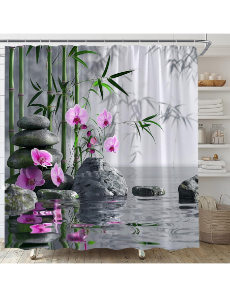 Cortina de Ducha Japonesa AYDSMYD 180x180 cm Floral Verde