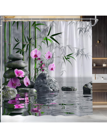 Cortina de Ducha Japonesa AYDSMYD 180x180 cm Floral Verde