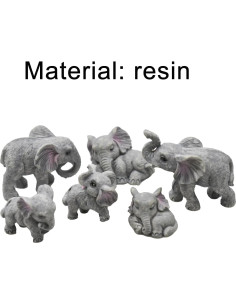 6 Figuras de Elefante Miniatura de Resina para Decoración 2