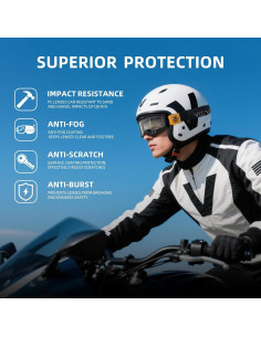 Gafas de Motocross VOZAPOW AMX5 Antivaho Lentes Claros y Grises 2