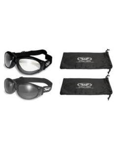 Gafas de motocicleta Global Vision Red Baron - 2 unidades con lentes claros y ahumados