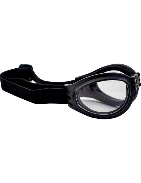Gafas de Motocicleta Birdz Plegables Negras con Lentes Claros y Morados