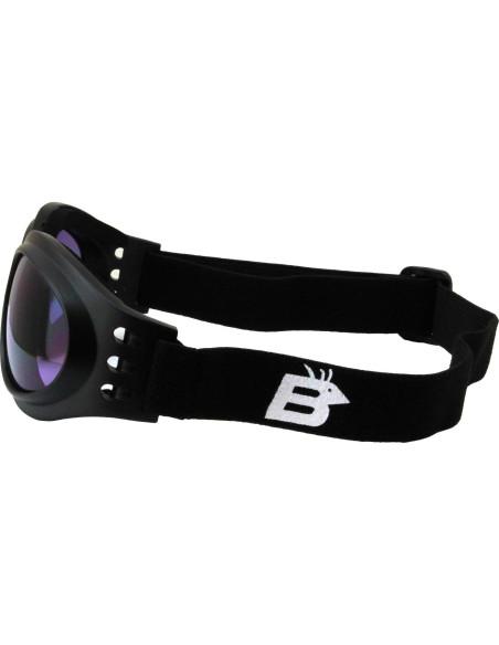 Gafas de Motocicleta Birdz Plegables Negras con Lentes Claros y Morados