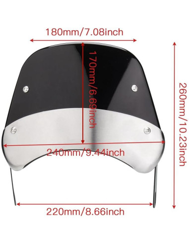 Deflector de Viento Universal KICRY para Motocicleta 24x19cm