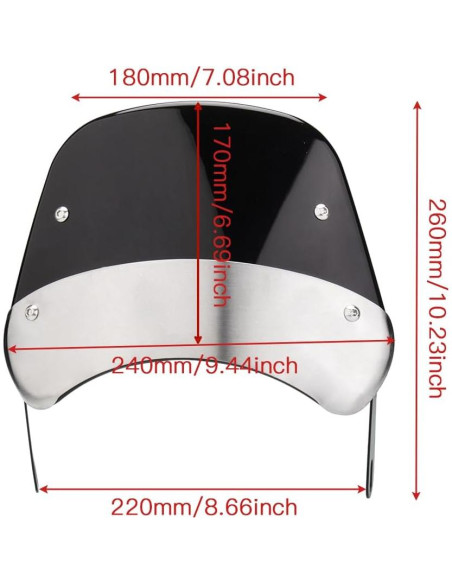 Deflector de Viento Universal KICRY para Motocicleta 24x19cm