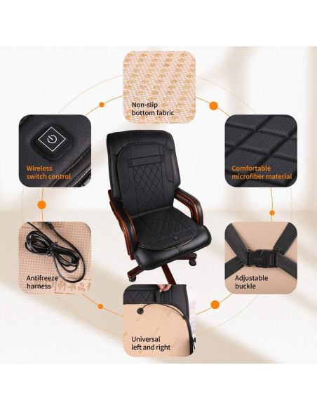 Cojín de Asiento Calentado KINGLETING LYLX-Black con Sensor