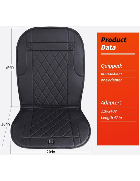 Cojín de Asiento Calentado KINGLETING LYLX-Black con Sensor