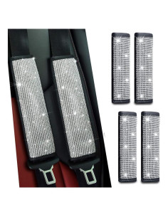 Fundas de Cinturón Brillantes JDDRY 4PC Plata para Auto