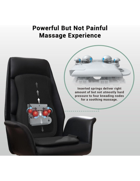 Almohadilla de Masaje Shiatsu Mynt Negra con Calor y 4 Nodos