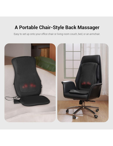 Almohadilla de Masaje Shiatsu Mynt Negra con Calor y 4 Nodos