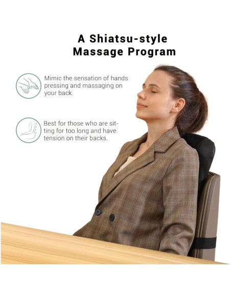 Almohadilla de Masaje Shiatsu Mynt Negra con Calor y 4 Nodos