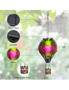 Farol Solar Colgante Pearlstar Globo Aerostático 45.72cm 2