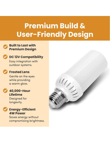 Bombilla LED E26 12V Efecto Llama Ámbar 4W 106g