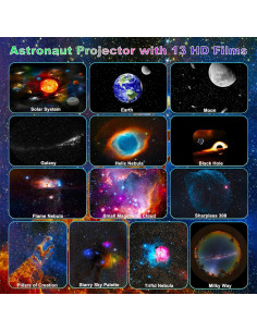 Proyector Galáctico Astronauta Ysonla HD con 13 Discos 2
