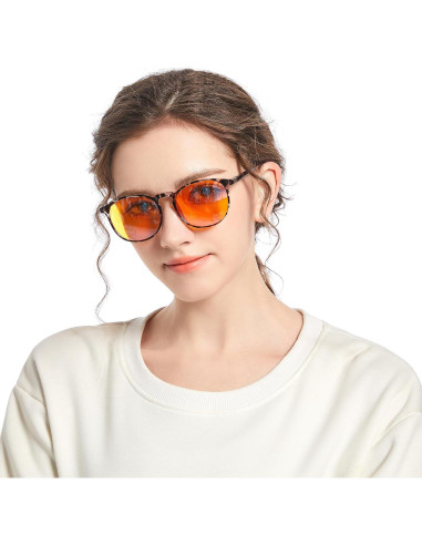 Gafas bloqueadoras de luz azul UV400 para juegos - Leopardo Naranja