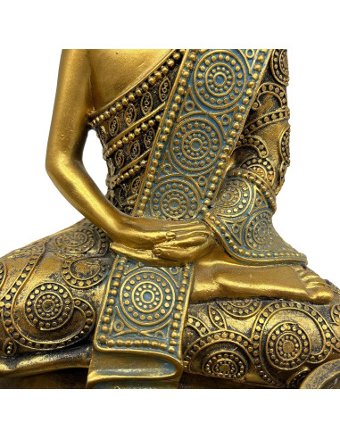 Estatua de Buda Meditador con 3 Portavelas ARTOS Oro Antiguo