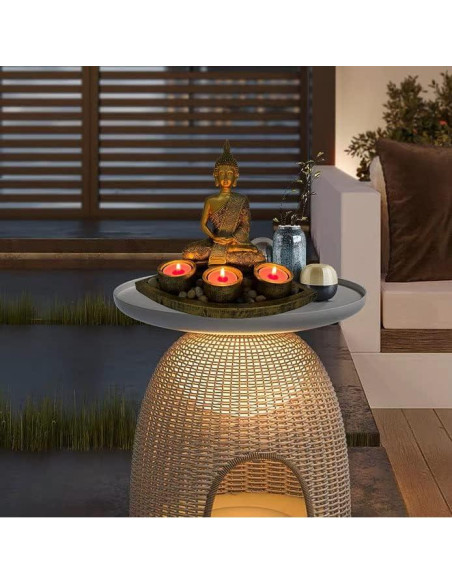 Estatua de Buda Meditador con 3 Portavelas ARTOS Oro Antiguo