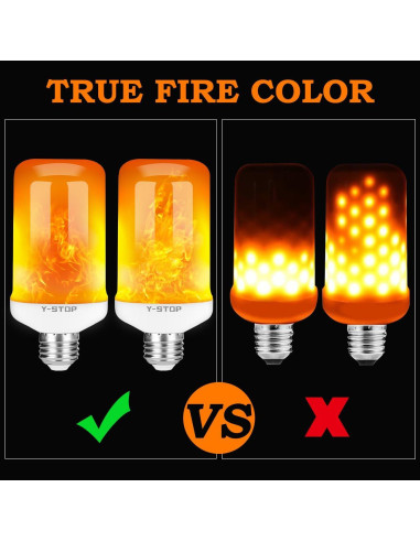 Bombillas LED de Llama Y-STOP, E26, 4 Modos, 2 Paquete