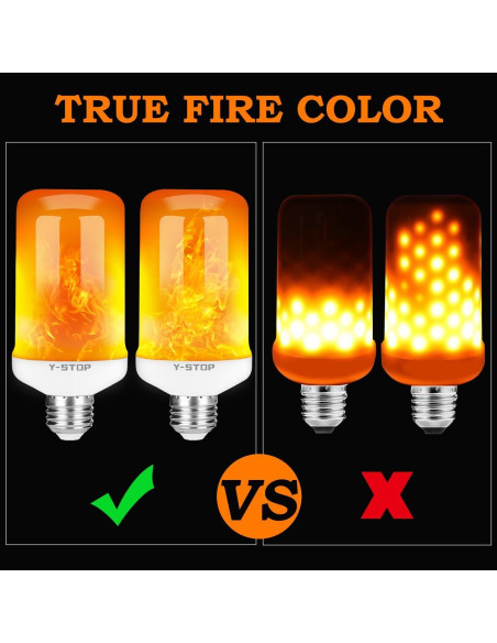 Bombillas LED de Llama Y-STOP, E26, 4 Modos, 2 Paquete