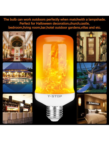 Bombillas LED de Llama Y-STOP, E26, 4 Modos, 2 Paquete