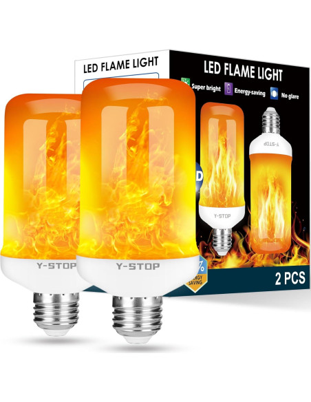 Bombillas LED de Llama Y-STOP, E26, 4 Modos, 2 Paquete