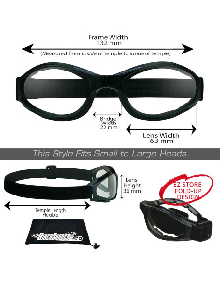 Gafas de Motocicleta Plegables Bikershades - Lentes UV400
