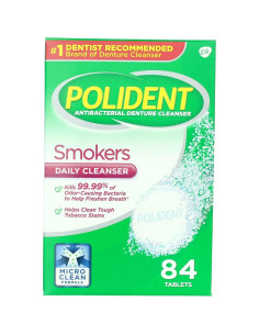Limpiador Antibacteriano de Dentaduras Polident Fumadores 84 tabletas 2