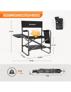 Sillas de Camping Plegables KingCamp 2 Pack con Mesa Lateral 2