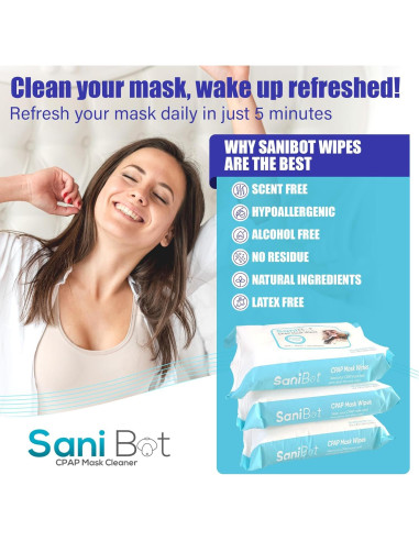 Toallitas CPAP Sani Bot - 150 Unidades Sin Fragancia