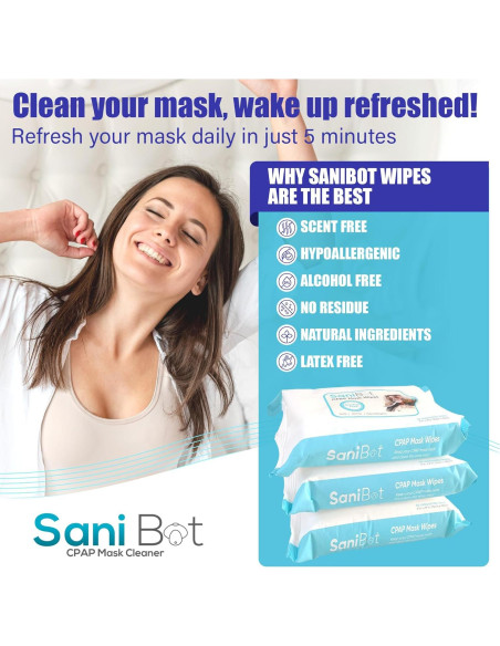 Toallitas CPAP Sani Bot - 150 Unidades Sin Fragancia