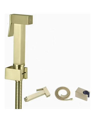 Rociador de Bidet de Mano HOMCBEC Dorado Cepillado con Soporte y Manguera