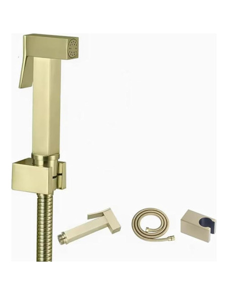 Rociador de Bidet de Mano HOMCBEC Dorado Cepillado con Soporte y Manguera